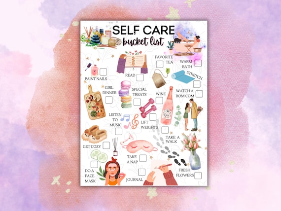 Self Care Bucket List: Illustrated Mental Health Guide (PDF Download)