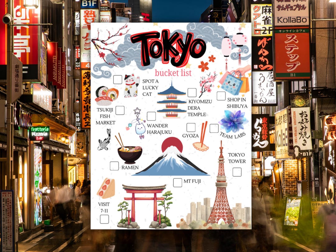 Tokyo Bucket List / Printable Illustrated Travel Guide for Japan - Etsy
