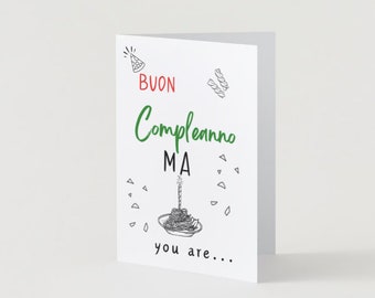 Italienische Geburtstagskarte für Mama | Buon Compleanno | Tanti Auguri | Sofortdownload | Italienische Geste mit der Hand | Last Minute Geschenkkarte für Ma