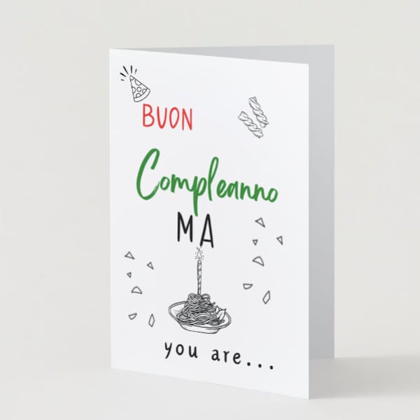 Carte d'anniversaire italienne pour maman | Bon Compleanno | Tanti Auguri | Téléchargement instantané | Geste de la main à l'italienne | Carte-cadeau de dernière minute pour maman