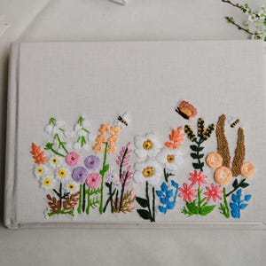 Vietnamese Hand Embroidered Wedding Guest Book, Personalized Floral Memory Journal, Custom Ceremony Keepsake, Bridal Gift