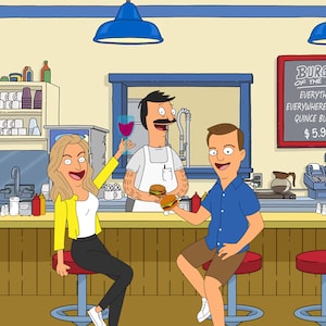 Bob es Burger Individuelles Cartoon-Portrait, DIGITALER VERKAUF! Paar, lustige Familienportrait-Illustration, Jahrestag, Geburtstag, Valentinstagsgeschenk