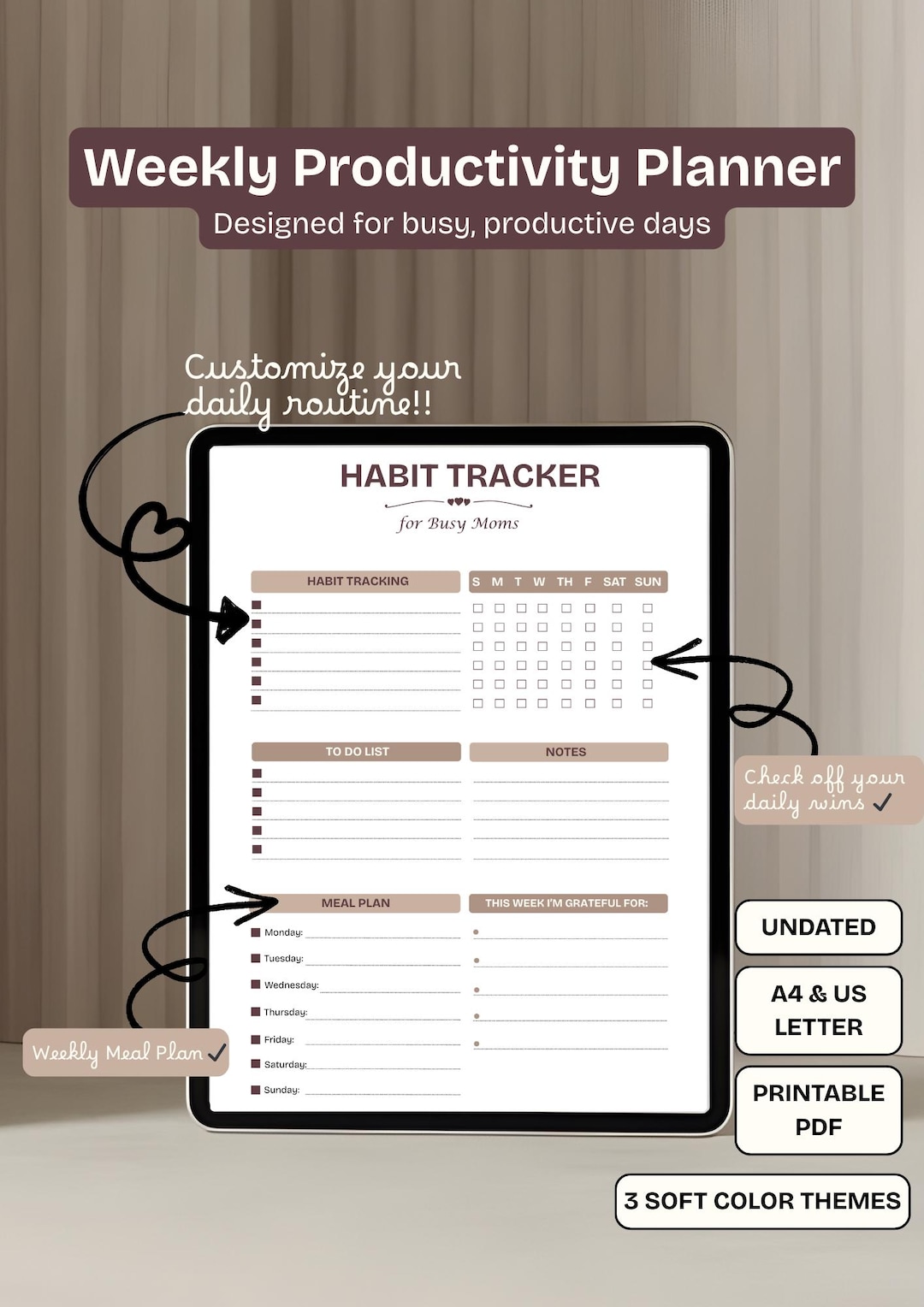 Weekly Habit Tracker Printable PDF | Habit Tracker & Planner | Weekly ...