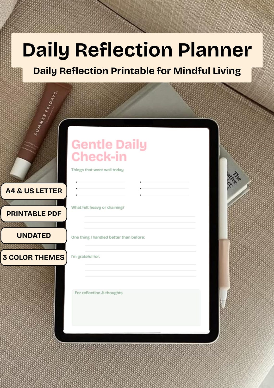 Daily Check in Printable PDF | 2026 Daily Journal | Mental Wellness Log ...