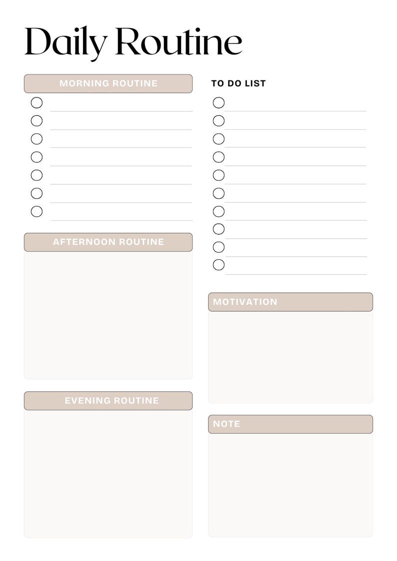 Daily Routine Planner Printable PDF | Morning Afternoon Evening Routine ...