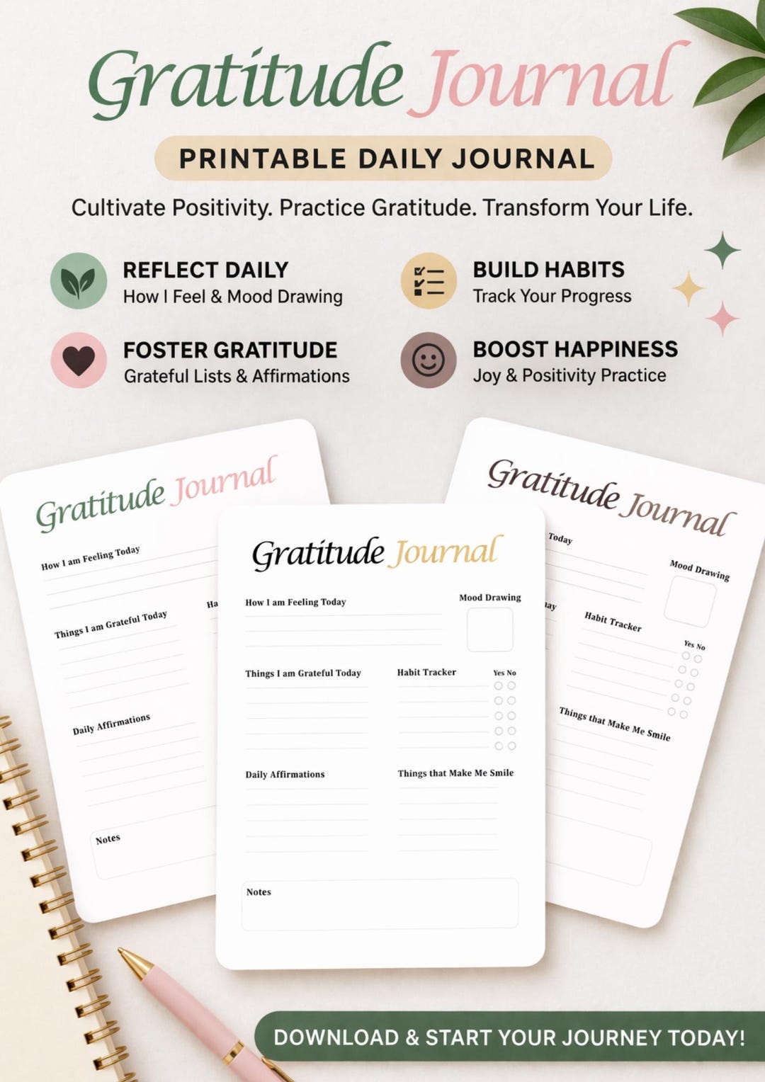 Journal 2026 Gratitude Digital for iPad and Goodnotes - Sage Green Aesthetic Design - Etsy Australia