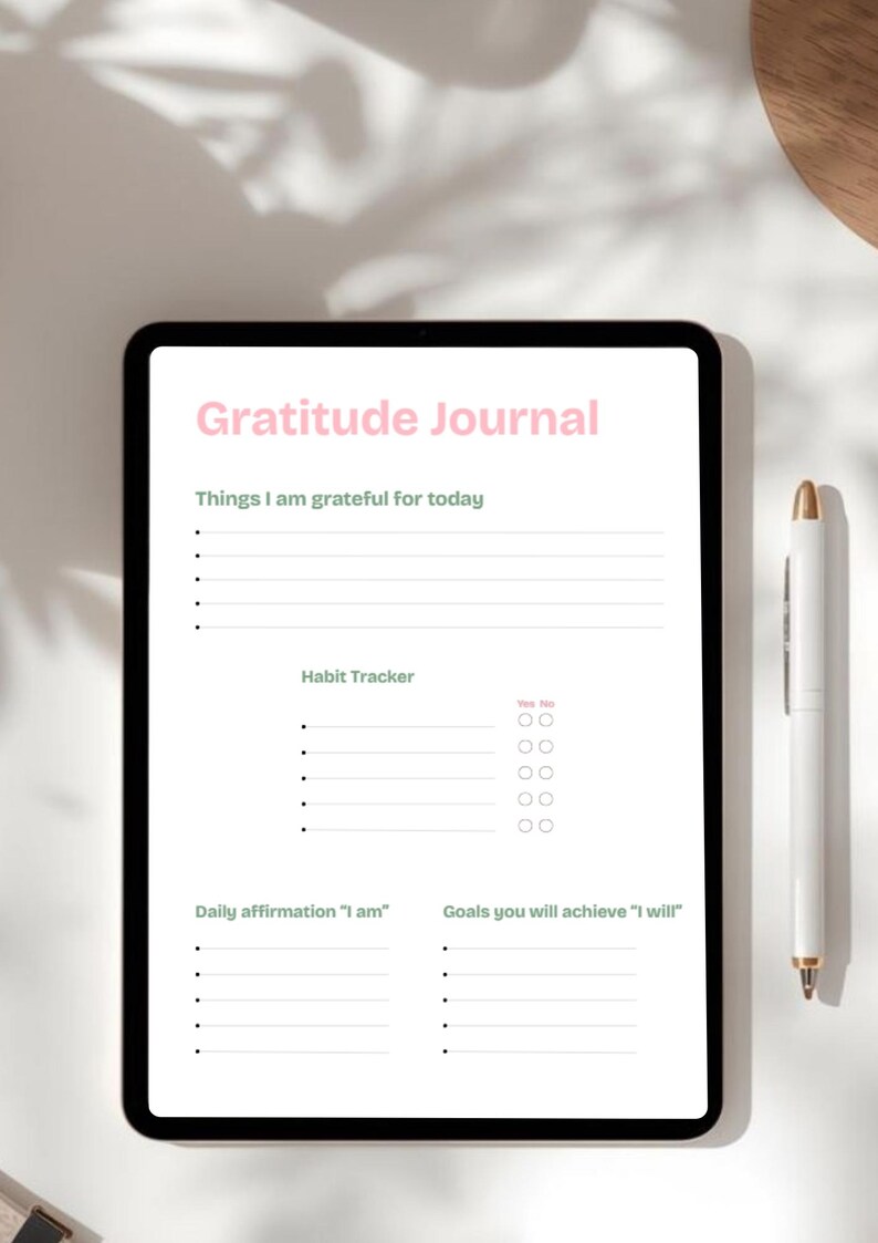 Gratitude Journal Printable PDF | Daily Gratitude Log | Habit Tracker ...