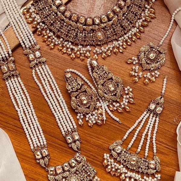 Kundan Bridal set/ party wear / Pakistani jewelry / Indian bridal jewelry /Indian bride / Indian bride USA / gold plated jewlery / mala set