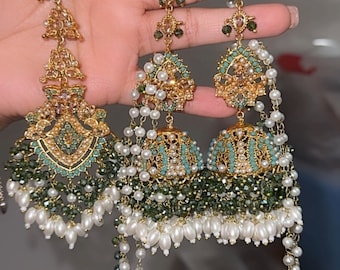 Nauratan Bridal set/ party wear / Pakistani jewelry / Indian bridal jewelry /Indian bride / Indian bride USA / gold plated jewlery