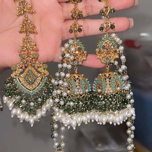 Nauratan Bridal set/ party wear / Pakistani jewelry / Indian bridal jewelry /Indian bride / Indian bride USA / gold plated jewlery