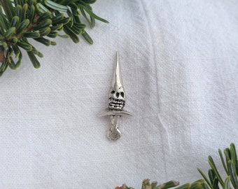 Pendentif épée tête de mort en argent sterling