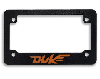 For KTM Duke Bold Textured Motorcycle License Plate Frame White (ALL YEARS) White + Orange