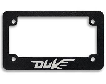 For KTM Duke Bold Textured Motorcycle License Plate Frame White (ALL YEARS) White + Orange