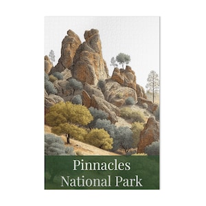 Pinnacles National Park Puzzle, Scenic Landscape Jigsaw, Travel Souvenir, Nature Lover Gift, USA Park Puzzle, Artistic Illustration
