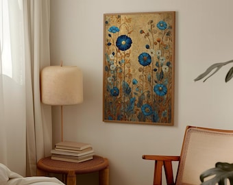 Blue Floral Puzzle, Botanical Art Puzzle, Artistic Flower Puzzle, Decorative Puzzle, Floral Home Decor, Unique Art Puzzle, Gift Idea