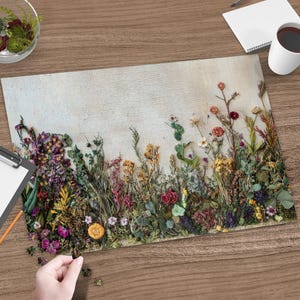 Puzzle kwiatowe, puzzle z dzikimi kwiatami, puzzle z ogrodem kwiatowym, puzzle z motywem sztuki botanicznej, prezent dla miłośnika natury, wyjątkowe puzzle, wystrój domu