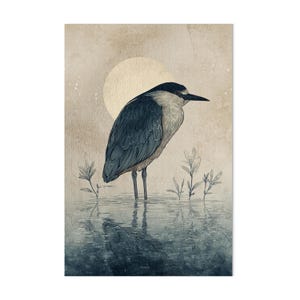 Puzzle Héron nocturne : art ornithologique, reflet de la nature (casse-tête vertical 1014 pièces)