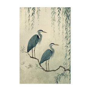 Puzzle Heron : oeuvre de saule, décoration d&#39;intérieur zen (1014 pièces à la verticale)