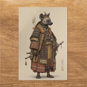 Hyena Samurai Puzzle, Unique Animal Art Jigsaw, Japanese Warrior, Fantasy Puzzle, Artistic Home Decor, Gift for Puzzle Lovers