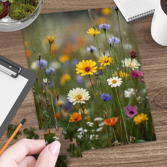 1000 Piece Vintage Flower Landscape Puzzle - Nature Wildflower Scenery Jigsaw For Adults