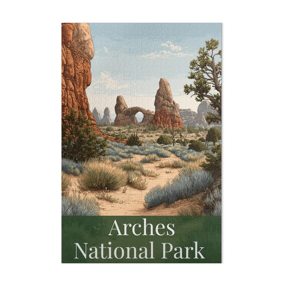 1000 Teile Puzzle Arches National Park – Premium-Puzzle Für Erwachsene Mit Vintage-Poster-Design