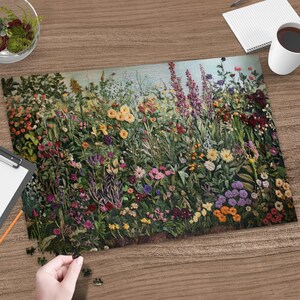 Wildblumen Garten Puzzle, Blumen Kunstwerk Puzzle, Buntes Blumenfeld Puzzle, Naturliebhaber Geschenk, Herausforderndes Puzzle für Erwachsene, Einzigartige Geschenkidee