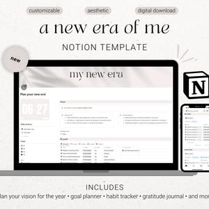 2025年の目標とビジョンボードのNotionテンプレート、あなたの時代を計画する、デジタル目標設定プランナー、Notion目標プランナーテンプレート、ライフビジョンプランナー