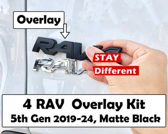 rav4 decal accessories blackout overlay, for 5th Gen 2019-2024, Matte Black LE XLE Se XSE Limited Awd Hybrid Emblem Steering Wheel