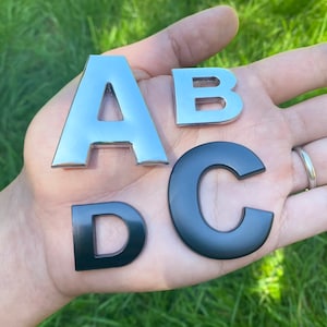 Custom Car Emblem Letters Black or Chrome Silver, 1&quot; tall, counted by number of alphabet
