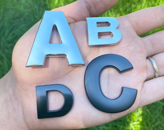 Static Car Letters Custom Car Emblem Letters Black or Chrome Silver, 1