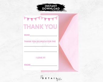 fill in the blank thank you note, pink, 4x6