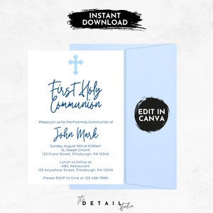 editable invitation file, religious, communion, baptism, confirmation, 5x7