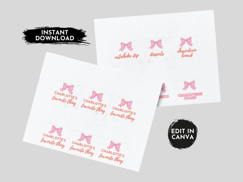 Favorite Things Party Pack: Printable Gift Tags, Editable Place Card ...