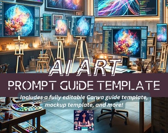 AI Art Prompt Guide Template | Canva Mockup Templates (Digital)