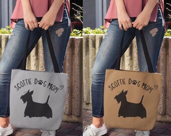 Scottie Mom Canvas Tote Bag,Scottish Terrier Bag,Scottie Lover Gift,Scottie Mom,Dog Lover Gift,Scottie Lover Gift,Dog Tote Bag,Scottie Dog