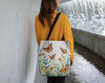 Monarch Butterfly Artsy Tote Bag,Monarch Tote Bag, Butterfly Lover Gift,Book Bag,Tote Bag,Nature Lover Gift,Botanical Gift,Butterfly Bag