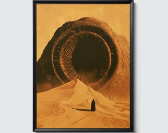 Dune Sandworm Minimalist Poster - Movie Wall Art Print, Film, Cinema, Digital Illustration, Fantasy, Sand worm
