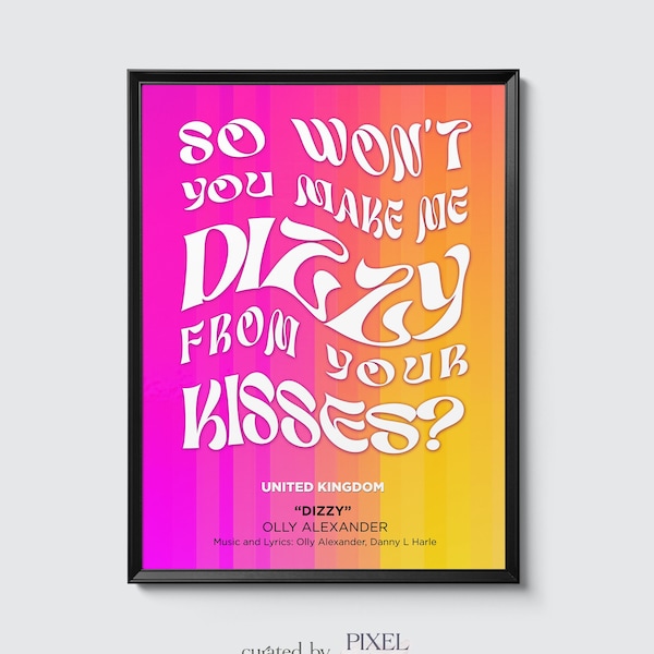 Olly Alexander Dizzy Eurovision poster - Music Wall Art Print, United Kingdom, Digital Illustration