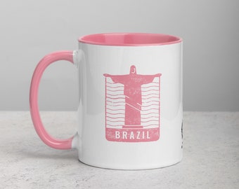 Taza Brasil con color en el interior - Rosa