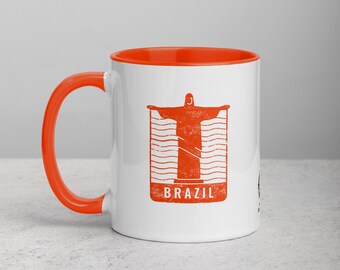 Taza Brasil con color en el interior - Naranja