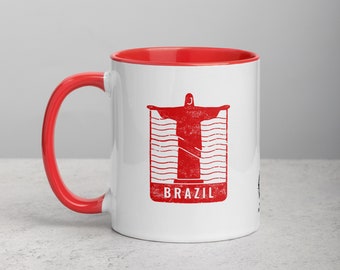 Taza de Brasil con color en el interior - Roja