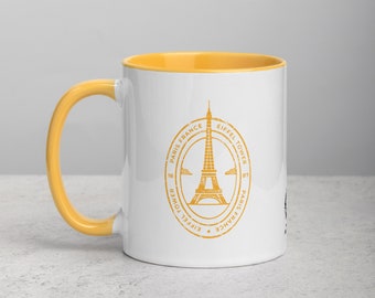 Paris Eiffel Tower Mug with Color Inside - Golden Yellow