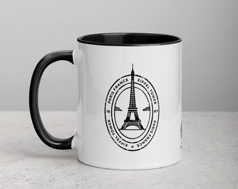 Paris Eiffel Tower Mug with Color Inside - Black