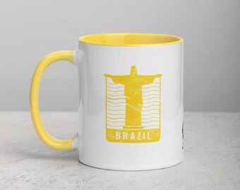 Taza Brasil con color en el interior - Amarilla