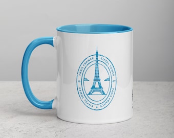 Paris Eiffel Tower Mug with Color Inside - Blue