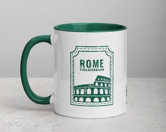 ローマコロッセオ 内側に色が付いたマグカップ - ピンク - Etsy 日本