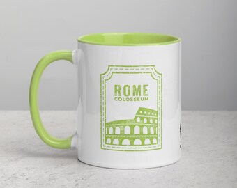 ローマコロッセオ 内側に色が付いたマグカップ - ピンク - Etsy 日本