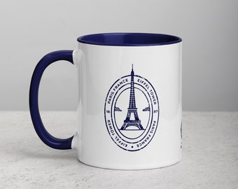 Paris Eiffel Tower Mug with Color Inside - Dark Blue