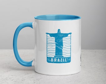Taza Brasil con color en el interior - Azul