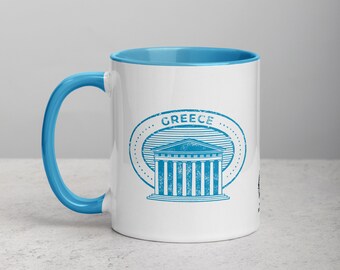 Greece Parthenon Mug with Color Inside - Blue